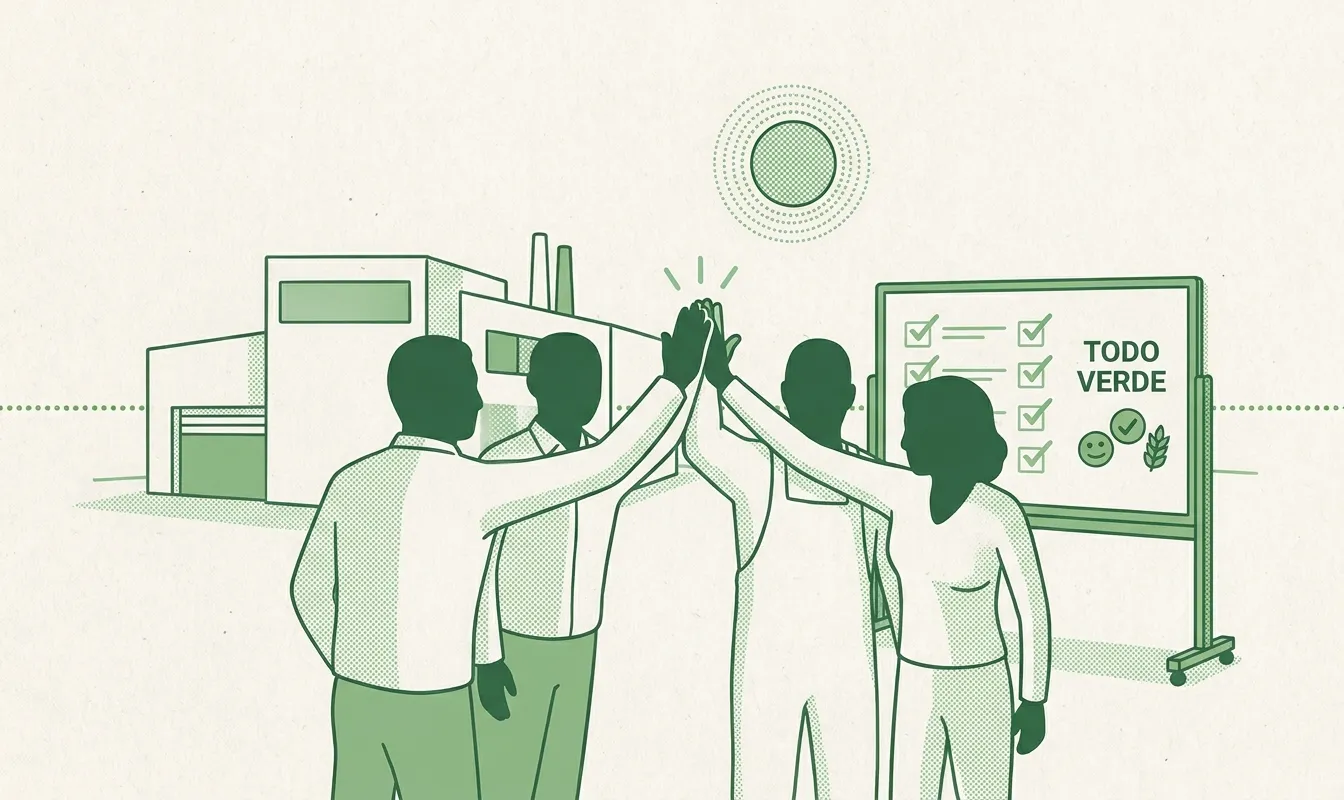 Ilustración de siluetas de un equipo celebrando una auditoría sin hallazgos